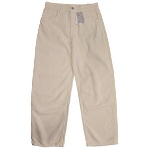 Mango MNG High Waist Balloon Corduroy Jeans Cream Off White Loose Fit Size 6 NWT